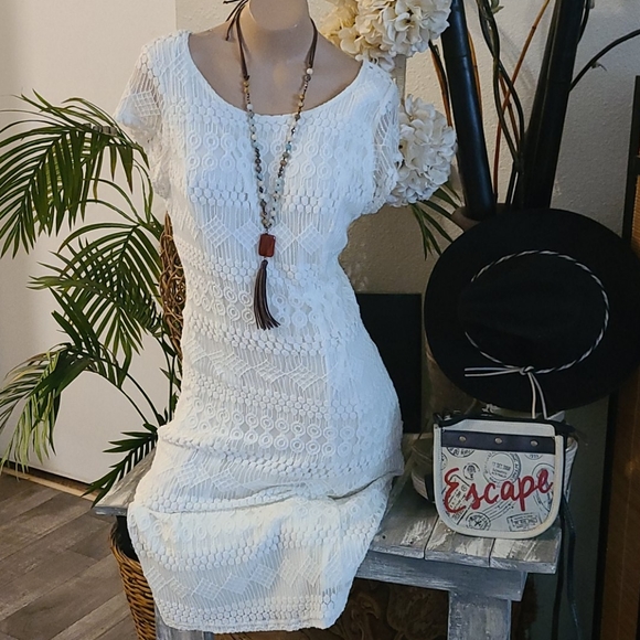 SALE TODAY BEAUTIFUL WHITE LACE MIDI 14 P SIZE - Picture 14 of 16